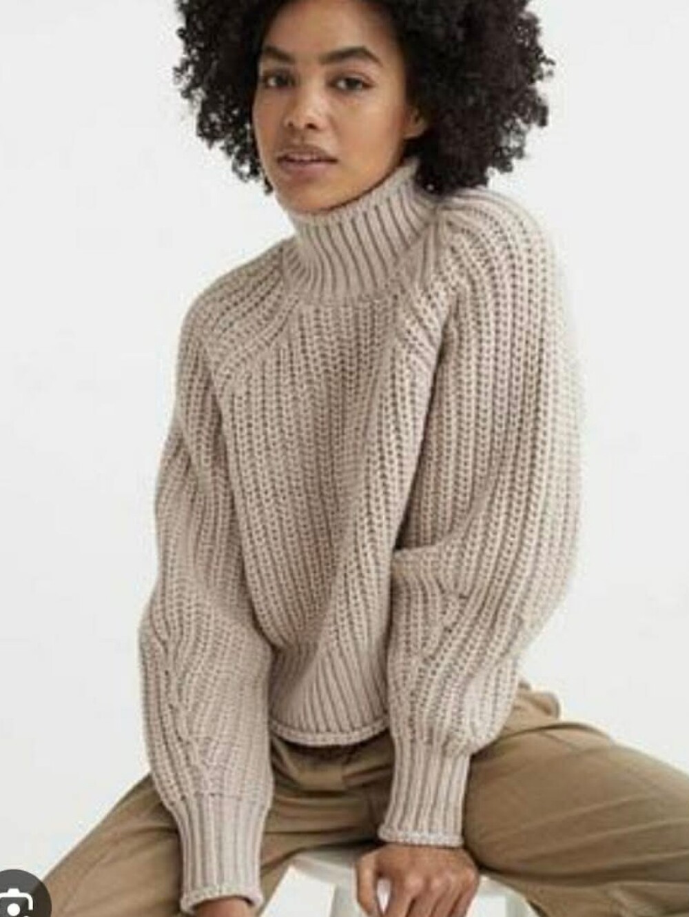 H&M Chunky Ribbed Turtleneck Sweater - Light Gray